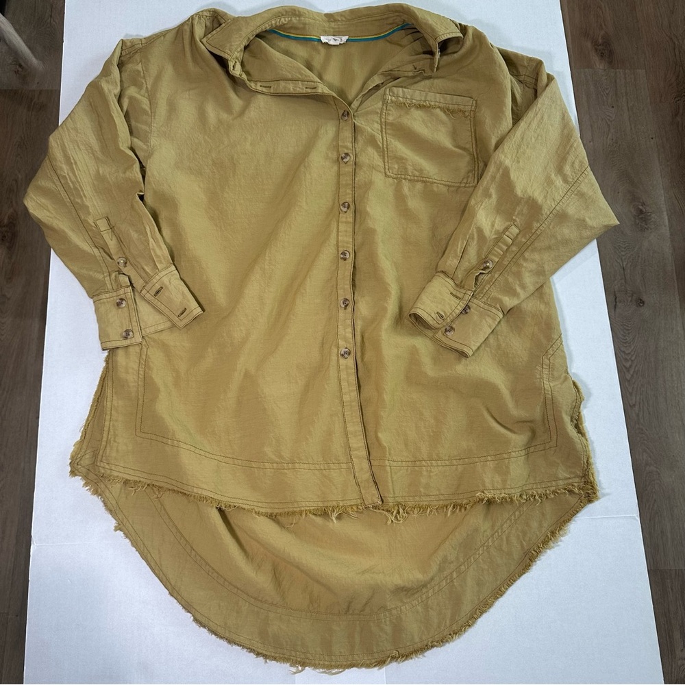 Pilcro By Anthropologie Raw Hem Women’s Button Up Long Sleeve Top Anthro Boho